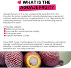 Aguaje fruit powder texture close up for natural curve enhancement.