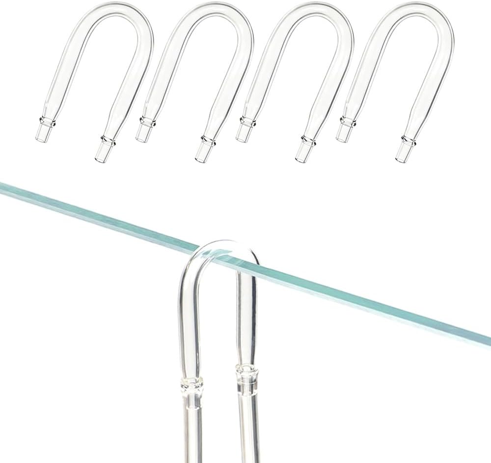 LINLAN aquarium glass U-tube connector 4-piece pack front view on a clean background.
