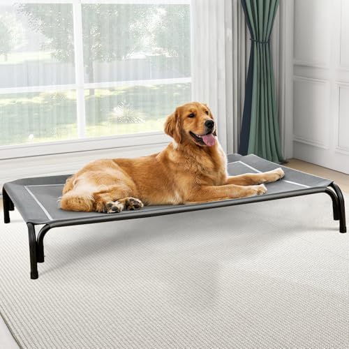 Czpalo Outdoor Elevated Dog Bed for Large Sized Dogs, No-Tool Assembly. | Raised design promotes airflow. Tool-free assembly, easy-to-clean mesh, portable, with anti-skid feet. Indoor/outdoor use. - Image 2