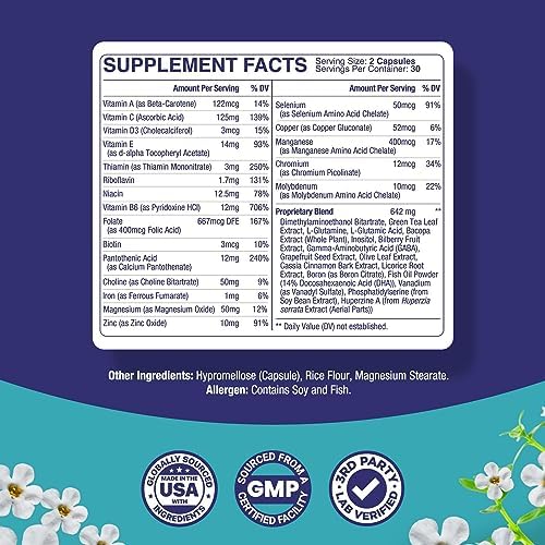 Phytoral cognitive health complex capsules showing supplement facts label