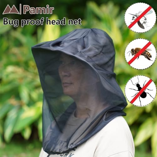 Four pack mosquito head net mesh set with carry bags