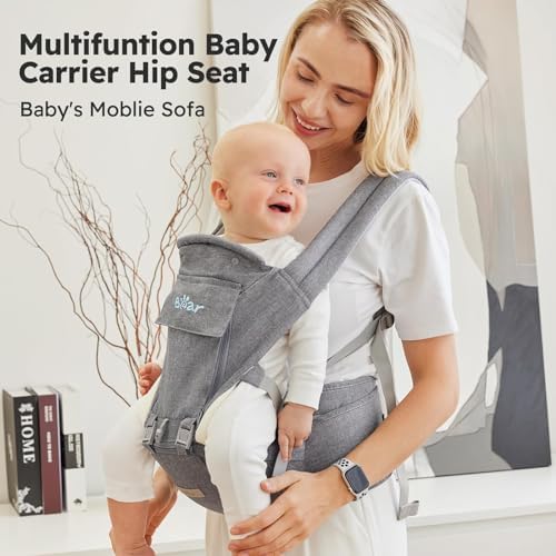 Bear baby carrier showing detachable hip seat functionality