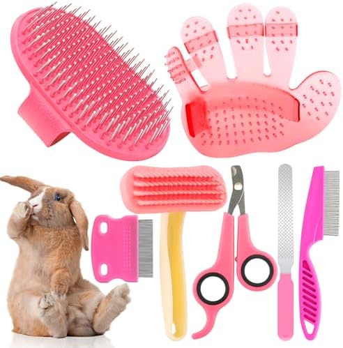 Close up view of the small pet shedding brush with rounded tips.
