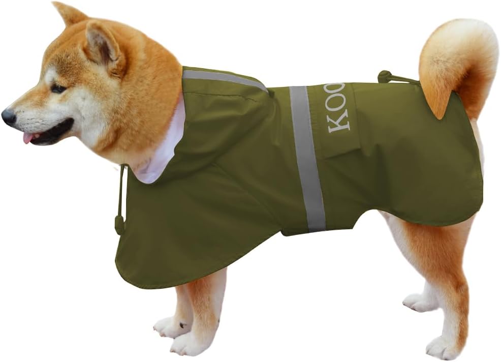Koogal large breed dog rain poncho velcro closure view