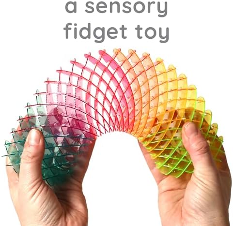 Close up of Morf Fidget Worm toy showing the interlocking plastic grid pattern in Berry colors