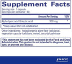 Pure Encapsulations Alpha Lipoic Acid supplement facts label