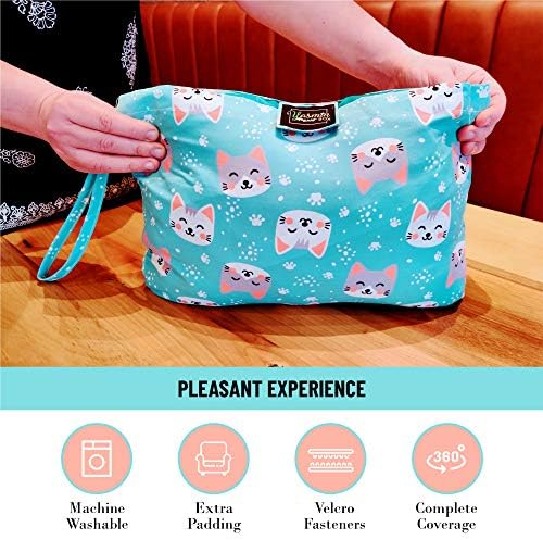 Padded toddler shopping trolley seat liner with integrated transparent smartphone pocket view.