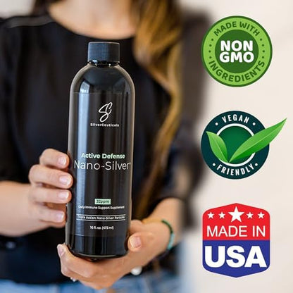 Authentic USA imported SilverCeuticals nano silver dietary supplement bottle showing verification seal