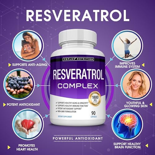 Toplux Resveratrol supplement 90 capsules packaging