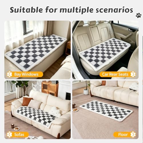 AMZWISE flannel couch cover with a medium dog resting comfortably on the cushion