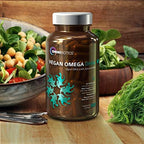 OmniBiotics vegan omega 3 supplement bottle lifestyle setting