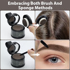 Close up of Comdian dark brown root touch up powder texture