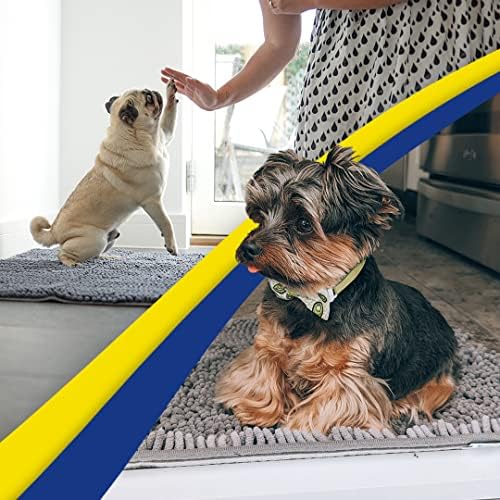 Machine washable premium chenille indoor mat being cleaned easily