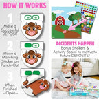 Toddler using the Lil Advents potty training activity chart