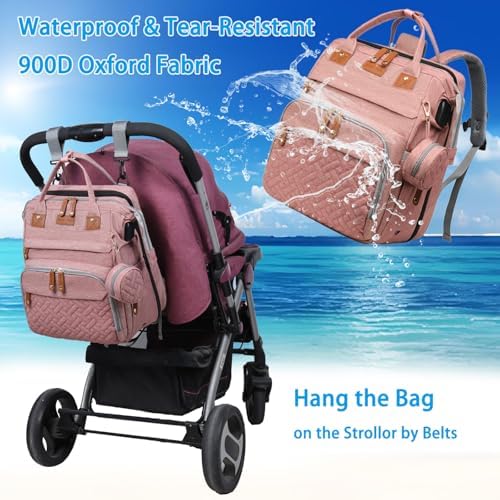 Jeryswet convertible diaper backpack deployed as a changing station