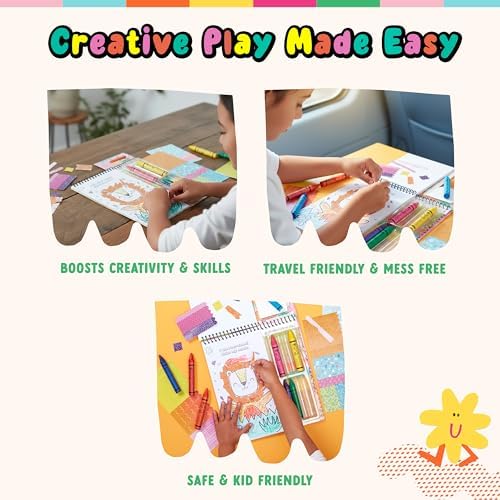 Mess free kids activity book portable folder design with built in art station