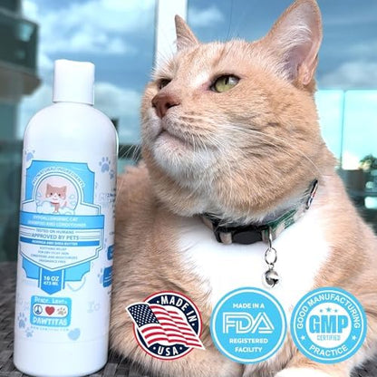 Pawtitas organic oatmeal kitten shampoo ingredients label showing shea butter and chamomile