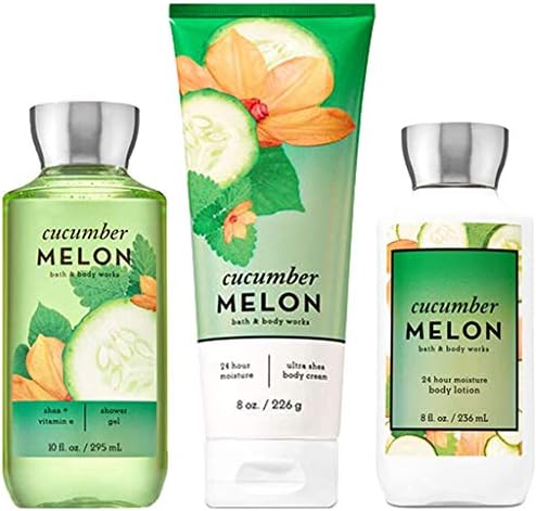 Bath and Body Works Cucumber Melon 3 piece set packaging details