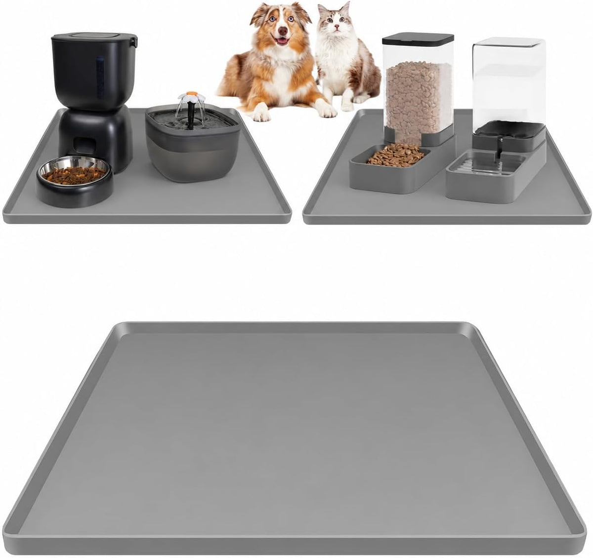 Silicone Square Mat 16x16 for Water Bowl, Waterproof Pet Bowls Mat, Black - Image 12