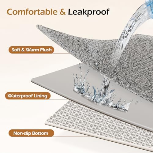 Grey replacement cover for large pet mattress being zipped open