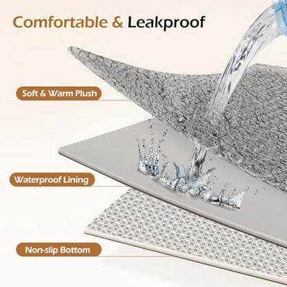 Grey replacement cover for large pet mattress being zipped open