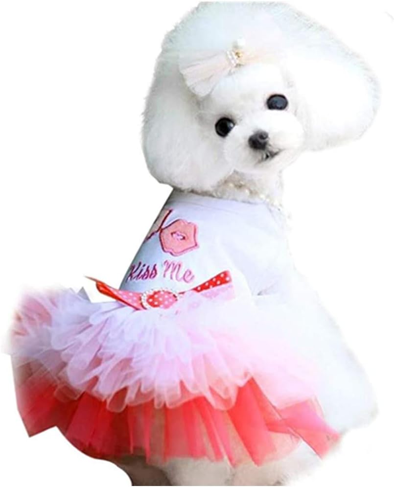 Pet's Cute Halter Bowknot Tutu Dress for Small Dogs Girl Cute Dresses for Tiny Puppy Female Clothes Blue XS - Image 9