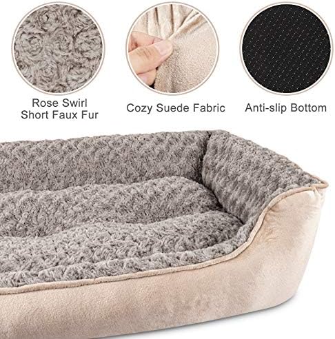 JOEJOY Rectangle Dog Bed for Large Medium Small Dogs - Washable Orthopedic Sofa Bed, Soft Breathable Puppy & Pet Cuddler, Durable Calming Dog Bed with Anti-Slip Bottom, Multiple Sizes, Beige - Image 4