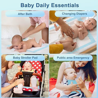 Baby lying comfortably on a blue Terobabi changing liner