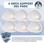 Clear silicone arch support pads for plantar fasciitis relief shown on shoe interior