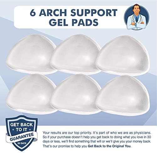 Clear silicone arch support pads for plantar fasciitis relief shown on shoe interior