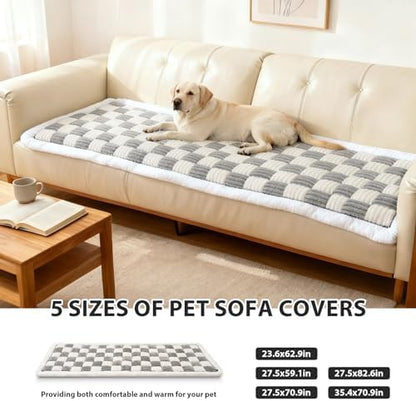 Thick checkered blue gray dog mat cushion for furniture protection