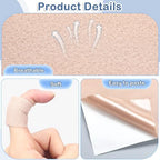 Soft beige moleskin adhesive patch being cut to size for shoe comfort.