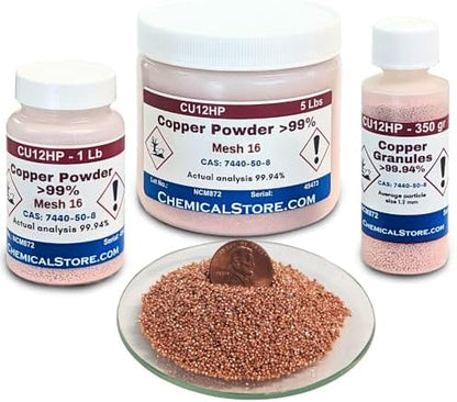 Chemicalstore copper granules 1 pound packaging label details