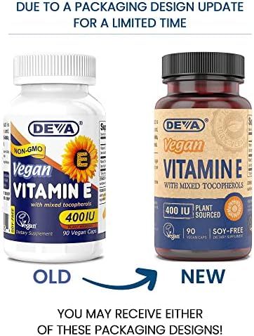Deva Vegan Vitamin E 400 IU supplement facts nutritional label
