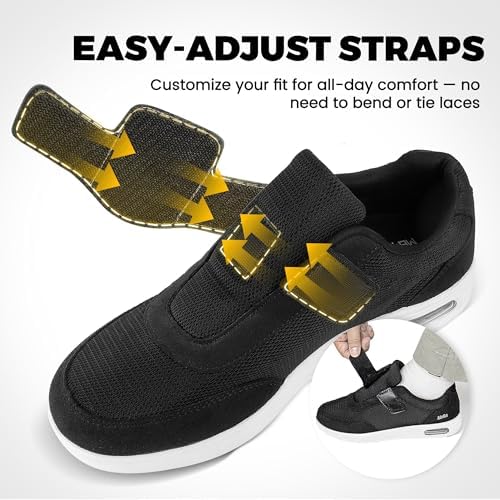 Top view of orthopedic walking shoes showing the extra wide toe box design.