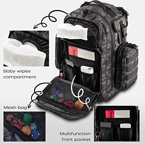Dinictis mens baby bag with unfolded waterproof diaper changing mat