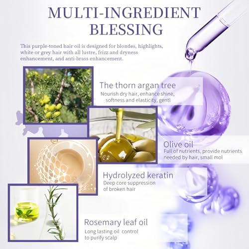 Moroccan argan oil bottle for blonde and grey hair tone correction and deep moisturizing