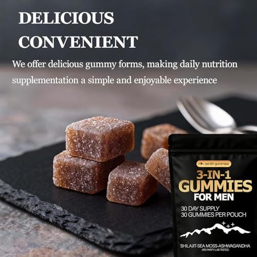 Close up of chewable wellness supplements for male vitality and energy support