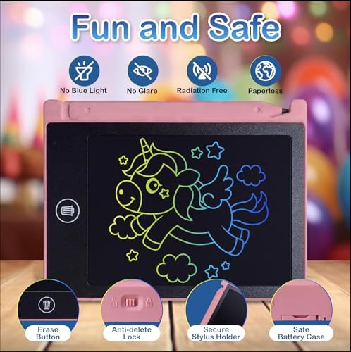 Children using portable blue frame LCD writing tablets