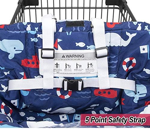Love&go padded cart cover installed on a large shopping trolley highlighting the safety harness.