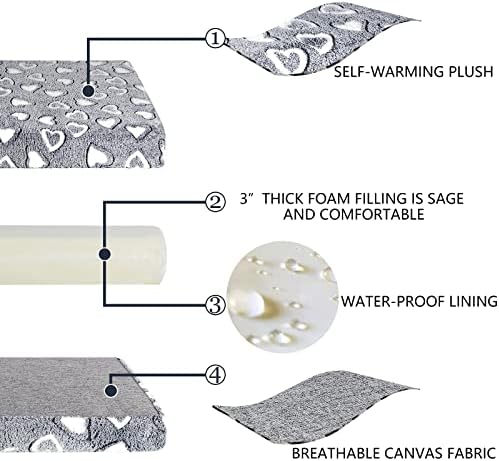 VANKEAN rectangular pet bed mattress inside a metal dog crate setup