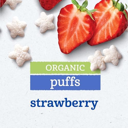 Gerber stage three meltable star shaped organic snack pieces for infant self feeding practice