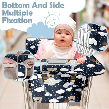Close up of the thick padded grocery cart cushion with the clear phone pouch feature.