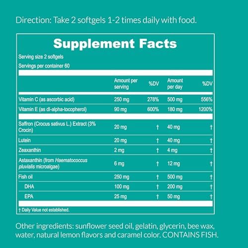 UpNourish AREDS 2 Plus ingredients highlight and active nutrient breakdown