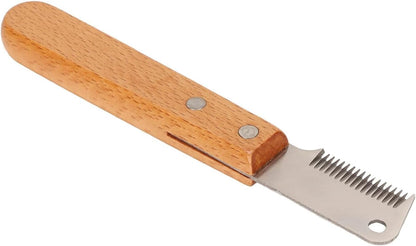 Tnfeeon pet stripping comb professional dog grooming tool front view showing stainless steel blade.