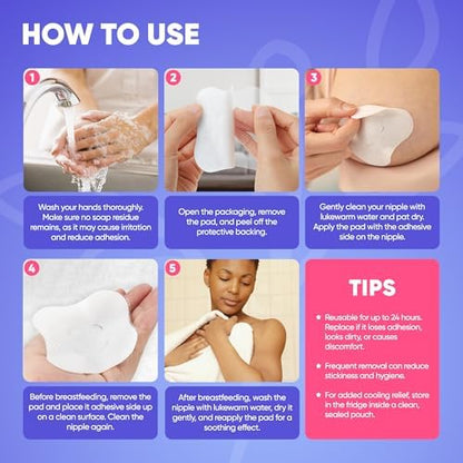 Diagram of soothing gel pad application on breast