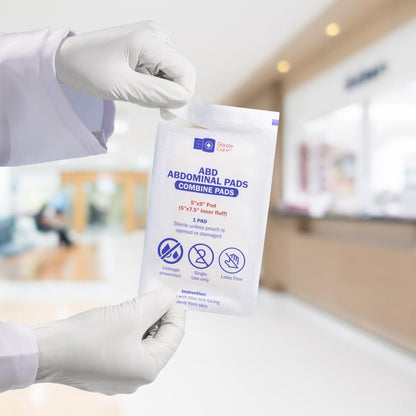 GauzeCare sterile post op first aid dressing pads displaying blue indicator line