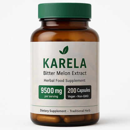 Healthfare Karela Bitter Melon Extract 9500mg bottle front view premium herbal supplement