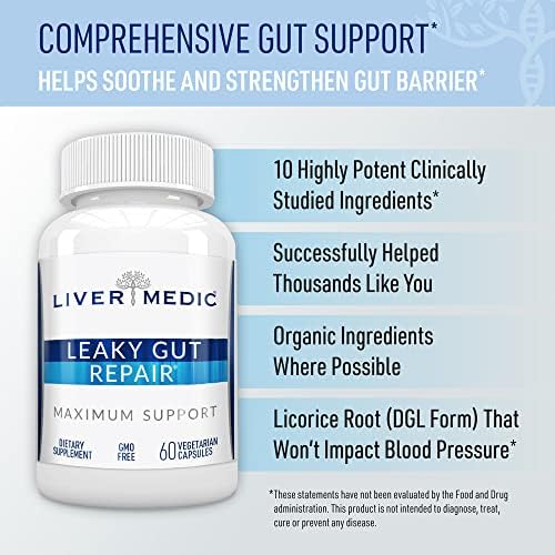Liver Medic Leaky Gut Repair 60 capsules bottle layout