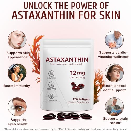 Vita-NuAge Nutrition Astaxanthin 12mg triple strength capsules nutritional supplement facts label